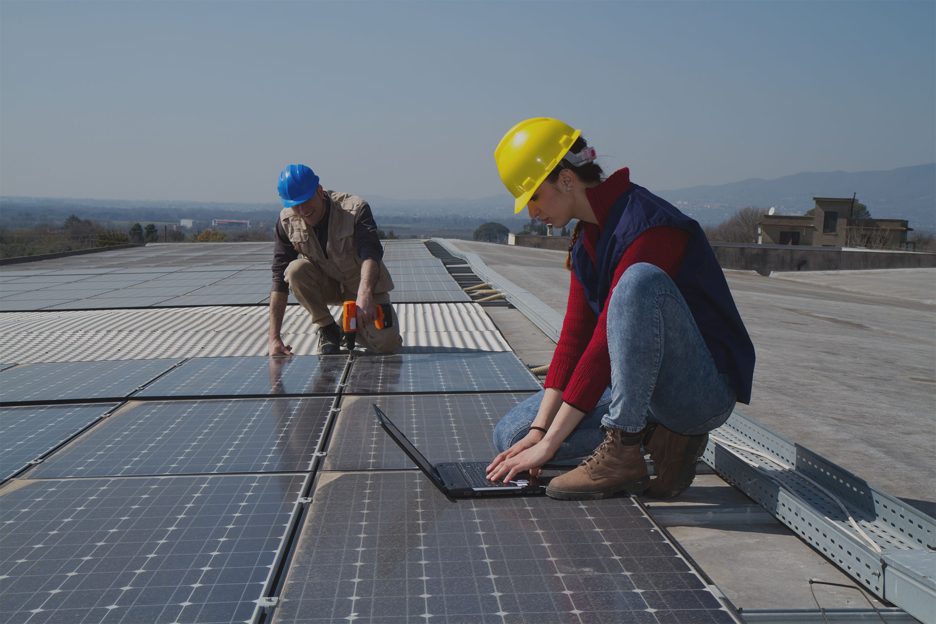 Solar Energy Technicians Installing Panels