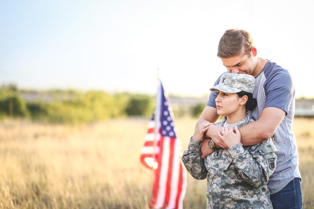 Husband Hugging His Military Wife